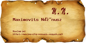 Maximovits Nónusz névjegykártya